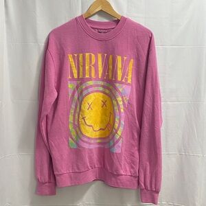 NIRVANA Pink Smiley Face Sweatshirt